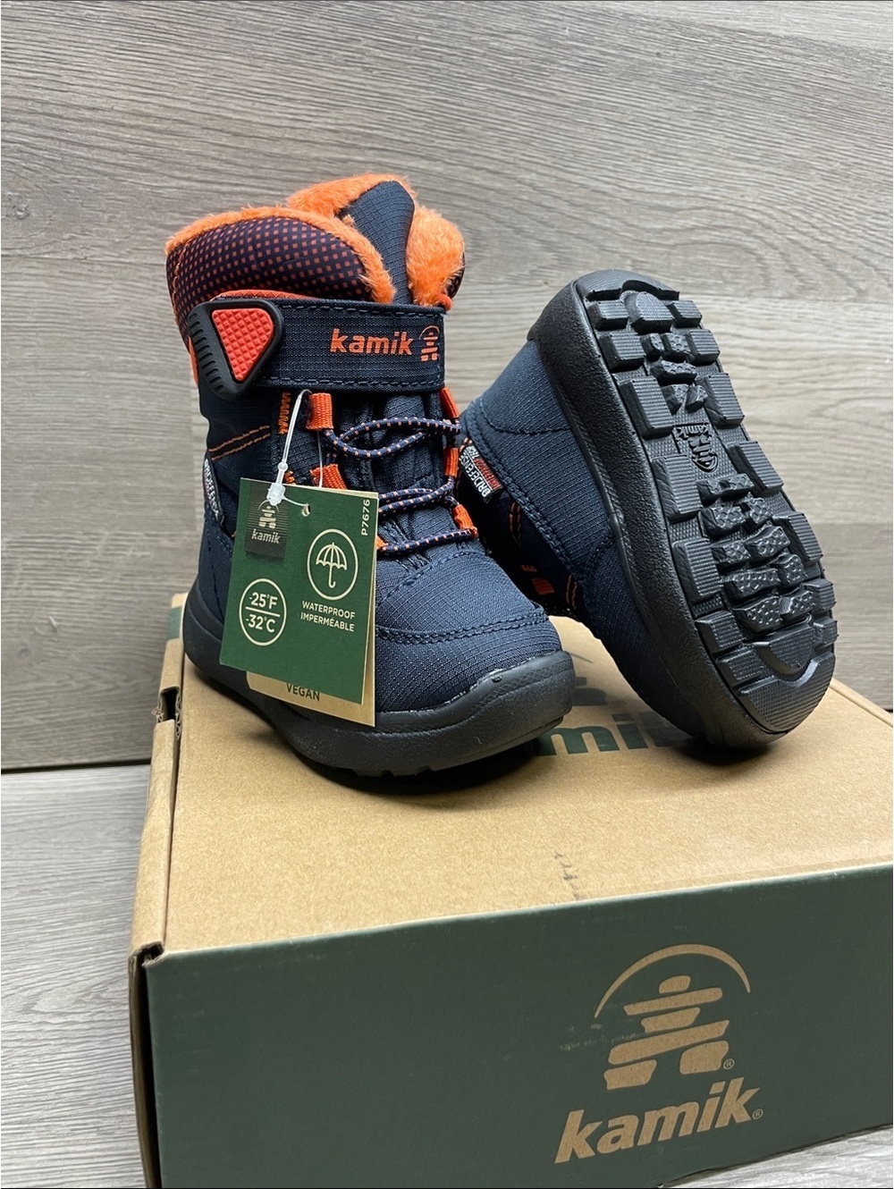 Kamik Kids Navy and Orange Insulated Waterproof Boots #248